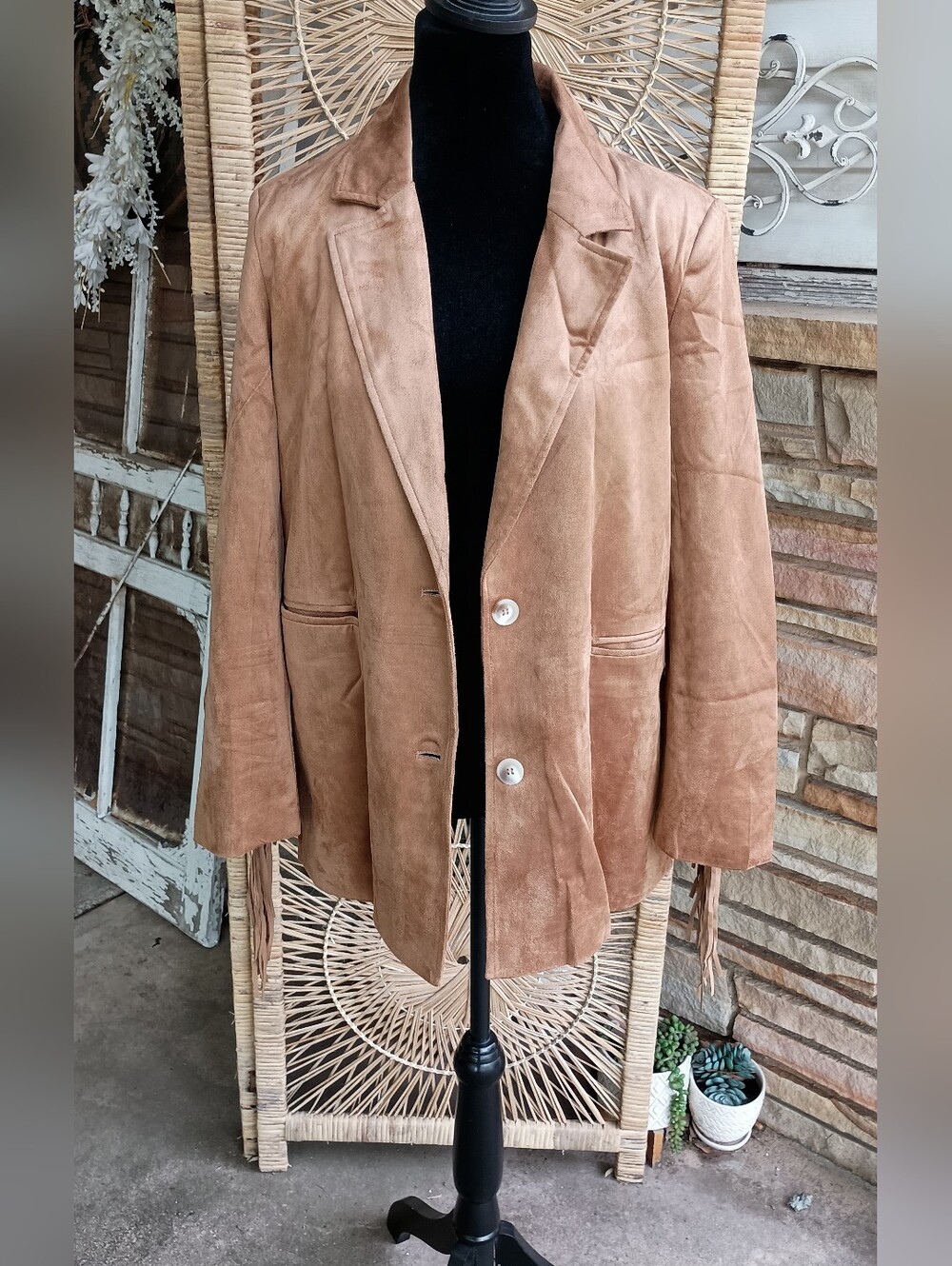 NWT Cicy Bell Fringe Suede Western Jacket in Camel_S - Picture 5 of 10